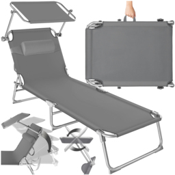 tectake Grey Chloa Foldable Sun Lounger - Size: 65 x 68 x 190cm - Wilko - thumbnail 3