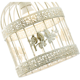 Happy Homewares Brushed Cream and Gold Birdcage 3D Flowers and Birds Shabby Chic Pendant Shade - Size: 23 x 20 x 20cm - Wilko - thumbnail 7