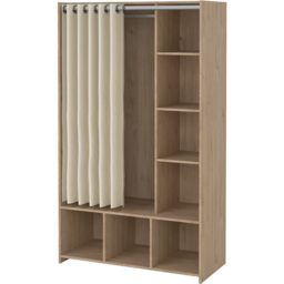 Florence Uppsala 7 Shelf Jackson Hickory Oak Open Wardrobe with Beige Textile Curtain - Size: Doorless - Brown - Furniture To Go - Wilko - thumbnail 5