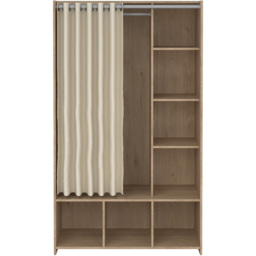 Florence Uppsala 7 Shelf Jackson Hickory Oak Open Wardrobe with Beige Textile Curtain - Size: Doorless - Brown - Furniture To Go - Wilko - thumbnail 4
