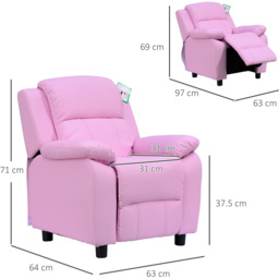 Portland Kids Single Seat Pink Sofa - Size: 63 x 64 x 71cm - Wilko - thumbnail 7
