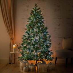 Marco Paul Green Frosted Glacier Christmas Tree with Pine Cones 6ft - Wilko - thumbnail 5
