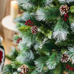 Marco Paul Green Frosted Glacier Christmas Tree with Pine Cones 6ft - Wilko - thumbnail 4