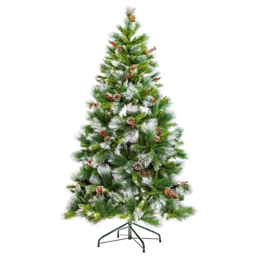 Marco Paul Green Frosted Glacier Christmas Tree with Pine Cones 6ft - Wilko - thumbnail 1