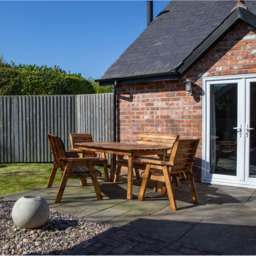 Samuel Alexander Handmade 6 Seater Chunky Rustic Wooden Garden Furniture Set - Brown - Wilko - thumbnail 3