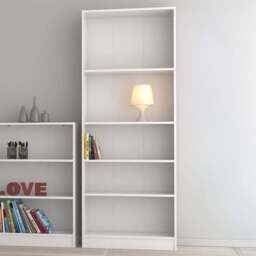 Florence Basic 4 Shelf White Wide Tall Bookcase - Furniture to Go - Wilko
