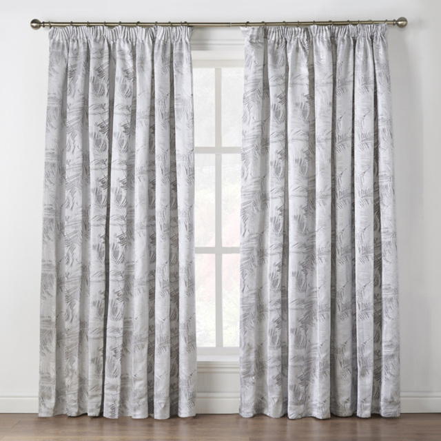 Alan Symonds Fiji Silver Pencil Pleated Curtains 167 x 137cm - Size: W 167 x D 137cm - Wilko - image 1