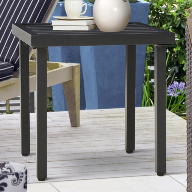Outsunny Steel Garden Side Table Black - Size: 60 x 8.5 x 60cm - Wilko - image 1