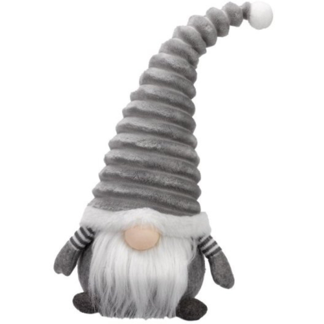 Samuel Alexander Grey Plush Sitting Gonk Christmas Decoration with Grooved Hat 40cm - Size: 40 x 24 x 15cm - Wilko - image 1