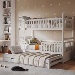 Flair Elvis White 2 Drawer Wooden Bunk Bed with Trundle - Size: Single - Wilko - thumbnail 1