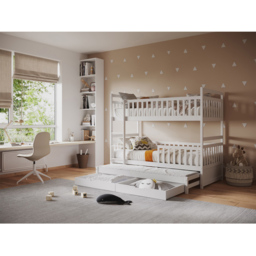Flair Elvis White 2 Drawer Wooden Bunk Bed with Trundle - Size: Single - Wilko - thumbnail 4