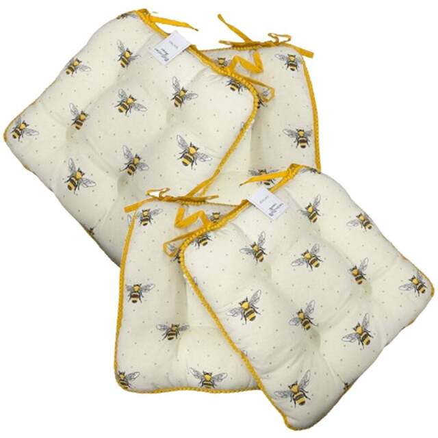Bellissimo Cream Bee Seat Pad 4 Pack - Size: 40 x 40cm - Multi - Wilko - image 1