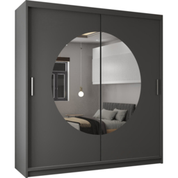Sliding Wardrobes 4U Moon 2 Door Grey Wide Mirrored Wardrobe 203cm - Wilko - thumbnail 3