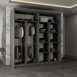 Sliding Wardrobes 4U Moon 2 Door Grey Wide Mirrored Wardrobe 203cm - Wilko - thumbnail 5