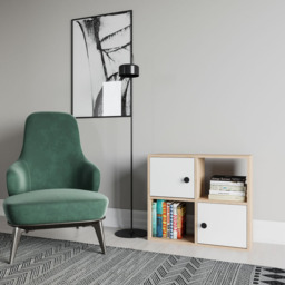 Decorotika Tuttle 2 Door 2 Open Shelf Oak and White Bookcase - Size: 62.6 x 72 x 25cm - Multi - Wilko - thumbnail 5