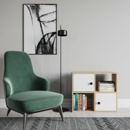 Decorotika Tuttle 2 Door 2 Open Shelf Oak and White Bookcase - Size: 62.6 x 72 x 25cm - Multi - Wilko - thumbnail 4