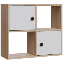 Decorotika Tuttle 2 Door 2 Open Shelf Oak and White Bookcase - Size: 62.6 x 72 x 25cm - Multi - Wilko - thumbnail 3