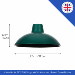 Happy Homewares Matt Forest Green Metal Industrial Retro Curved Pendant Shade - Size: 13 x 29 x 29cm - Wilko - thumbnail 6