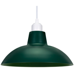 Happy Homewares Matt Forest Green Metal Industrial Retro Curved Pendant Shade - Size: 13 x 29 x 29cm - Wilko - thumbnail 4