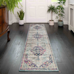 Kukoon Multicolour Traditional Medallion Rug 240 x 60cm - Grey - Wilko - thumbnail 3