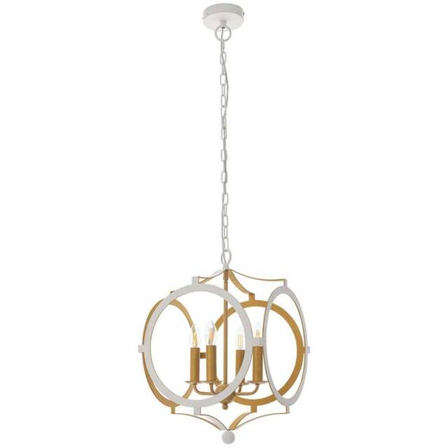 Merano Vicenza Matt White and Gold 4 Light Pendant Ceiling Light - Size: 36 x 36 x 170cm - Wilko - image 1