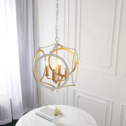 Merano Vicenza Matt White and Gold 4 Light Pendant Ceiling Light - Size: 36 x 36 x 170cm - Wilko - thumbnail 3