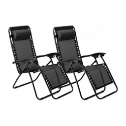 Neo Set of 2 Black Zero Gravity Loungers - Size: 1 Seater - Wilko - thumbnail 3