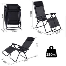 Neo Set of 2 Black Zero Gravity Loungers - Size: 1 Seater - Wilko - thumbnail 4