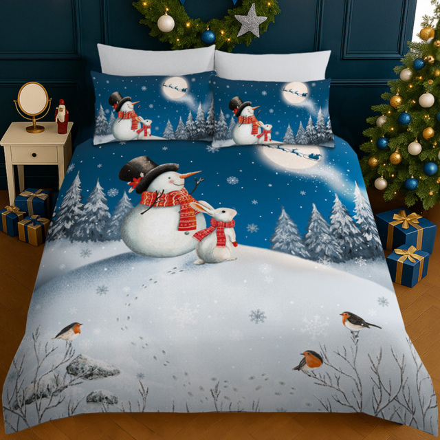 Velosso Double Blue Xmas Dream Panel Duvet Set - Wilko - image 1