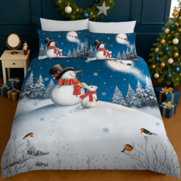 Velosso Double Blue Xmas Dream Panel Duvet Set - Wilko