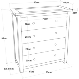 Argenta 4 Drawer Light Grey Chest of Drawers with Brass Knobs - Wilko - thumbnail 7