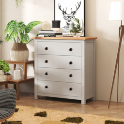 Argenta 4 Drawer Light Grey Chest of Drawers with Brass Knobs - Wilko - thumbnail 6