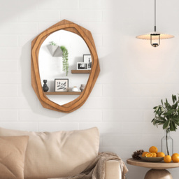 Costway Natural Irregular Wall Mirror 89 x 66cm - Cream - Wilko - thumbnail 3