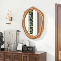 Costway Natural Irregular Wall Mirror 89 x 66cm - Cream - Wilko - thumbnail 4
