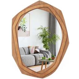 Costway Natural Irregular Wall Mirror 89 x 66cm - Cream - Wilko
