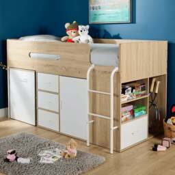 Home Source Marsden Oak and White Cabin Bed - Size: Single - Wilko - thumbnail 1