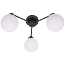 ValueLights Jonah Matt Black 3 Arm Globe Ball Shade Flush LED Ceiling Light - Size: 19 x 37 x 40.5cm - Wilko - thumbnail 1