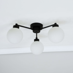 ValueLights Jonah Matt Black 3 Arm Globe Ball Shade Flush LED Ceiling Light - Size: 19 x 37 x 40.5cm - Wilko - thumbnail 4