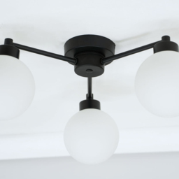 ValueLights Jonah Matt Black 3 Arm Globe Ball Shade Flush LED Ceiling Light - Size: 19 x 37 x 40.5cm - Wilko - thumbnail 5