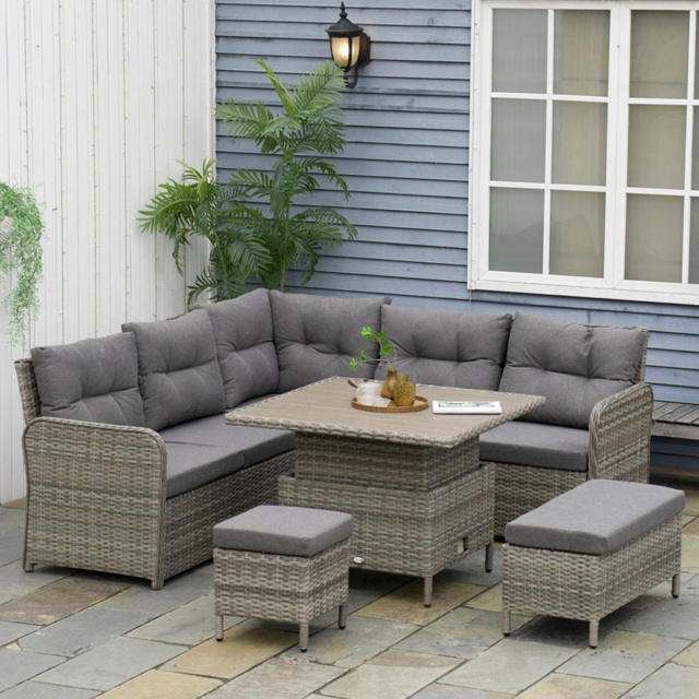 Outsunny 7 Seater Grey Rattan Sofa Lounge Set - Wilko - image 1