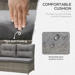 Outsunny 7 Seater Grey Rattan Sofa Lounge Set - Wilko - thumbnail 6