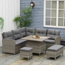 Outsunny 7 Seater Grey Rattan Sofa Lounge Set - Wilko - thumbnail 1