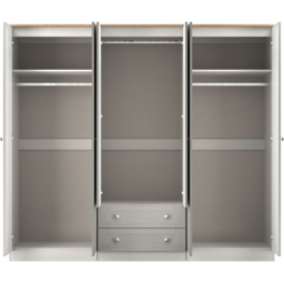 Crowndale Sussex 6 Door 2 Drawer Grey Ash and Bardolino Oak Tall Mirror Wardrobe Ready Assembled - Grey Ash & Bardolino Oak - Wilko - thumbnail 7