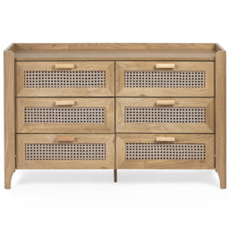 Julian Bowen Sydney 6 Drawer Rattan Effect Wide Chest of Drawers - Wood - Wilko - thumbnail 4