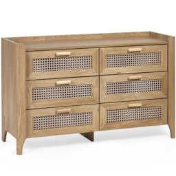 Julian Bowen Sydney 6 Drawer Rattan Effect Wide Chest of Drawers - Wood - Wilko - thumbnail 3