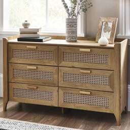 Julian Bowen Sydney 6 Drawer Rattan Effect Wide Chest of Drawers - Wood - Wilko - thumbnail 1