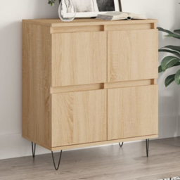 vidaXL 4 Drawer Sonoma Oak Sideboard with Metal Legs - Size: 70 x 60 x 35cm - Brown - Wilko