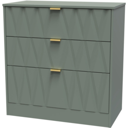 Crowndale Las Vegas 3 Drawer Reed Green Deep Chest of Drawers Ready Assembled - Wilko - thumbnail 3