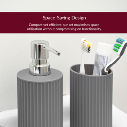 Innoteck Essentials 4 Piece Matt Grey Dish Dispenser and Tumbler Bathroom Accessory Set - Size: 6.5 x 16 x 8cm - Wilko - thumbnail 5
