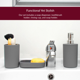 Innoteck Essentials 4 Piece Matt Grey Dish Dispenser and Tumbler Bathroom Accessory Set - Size: 6.5 x 16 x 8cm - Wilko - thumbnail 4